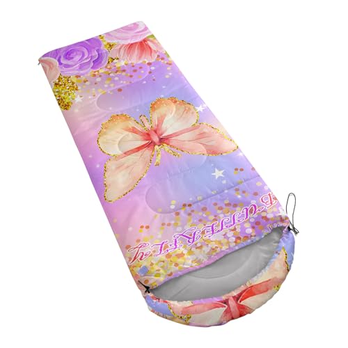 HOSIMA Dear Hunting Pattern Cold Weather Sleeping Bags for Kids Adults. | Black Light Weight Waterproof Sleeping Bags for Outdoors Hiking - color: Light purple