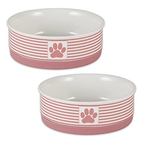 Bone Dry Paw & Patch Ceramic Pet Collection, Medium Set, 6x2, Rose, 2 Piece,5742 - color: Rose, size: Medium Bowl Set, 6x2"