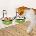 Torlam Elevated Pet Bowls, Wall Mounted Cat Food Dish, Raised Cat Food and Water Bowls, Stainless Steel Elevated Pet Bowls with Stand, Nonslip No Spill Pet Feeding Bowls (2 Packs) (Green) - color: Green