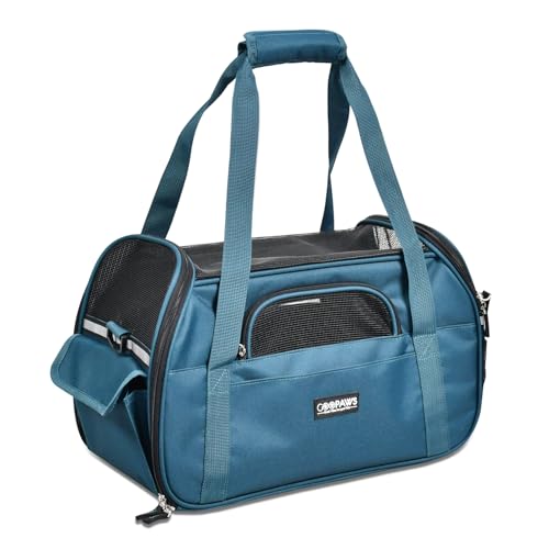 JESPET Soft-Sided Kennel Pet Carrier for Small Dogs, Cats, Puppy, Airline Approved Cat Carriers Dog Carrier Collapsible, Travel Handbag & Car Seat (Teal Blue, 19" L x 10" W x 13" H) - color: Teal Blue, size: 19.0"L x 10.0"W x 13.0"H