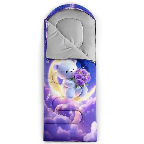 QOOMO Camping Sleeping Bags,3 Season Warm & Cool Weather,Lightweight,Waterproof Sleeping Bags for Adults & Kids,Traveling,and Outdoors,Camping Gear Equipment - color: Kawaii Bear 5