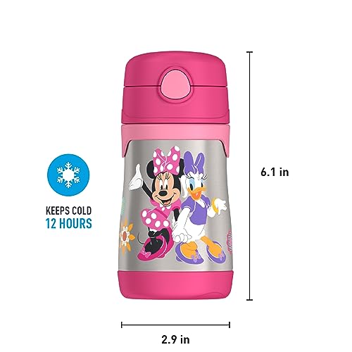 THERMOS Vacuum Insulated Stainless Steel 10oz Straw Bottle, MINNIE MOUSE - color: Minnie Mouse, size: 10 Ounces