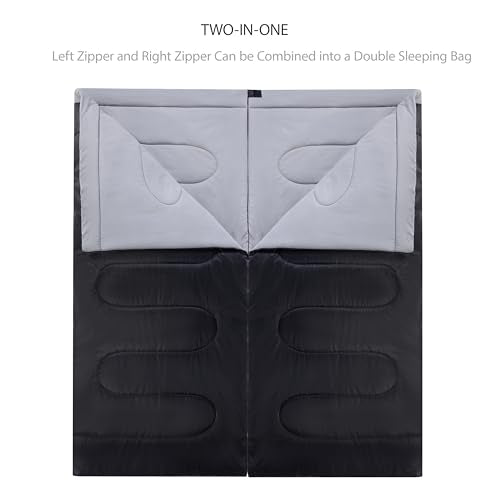 PO PO BEAR Zero Degree Sleeping Bag for Adults 100% Cotton Flannel Tall and Big - color: Black（40 F）, size: 84" x 40" Right Zip