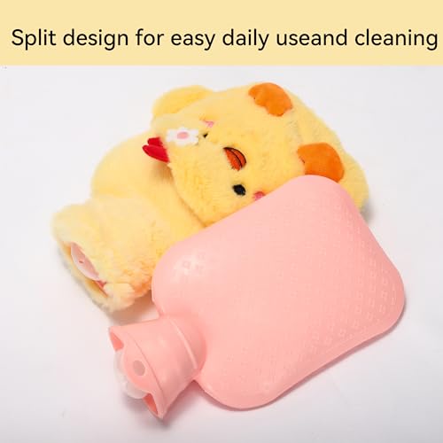 Duck Rubber Hot Water Bottle with Soft Removable Knit Outer Lid, Super Quality Classic Rubber Hot and Cold Water Bottle with Cute Image Hand Feet Warmer and Shoulder Pain Relief - style: RSD-Hot-Duck