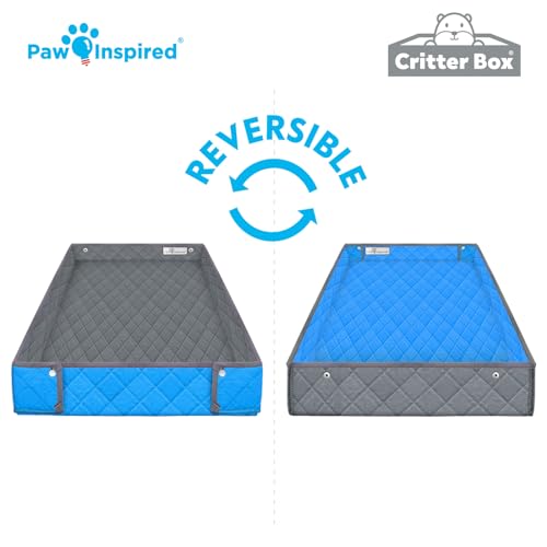Paw Inspired Reversible Critter Box, C&C 2x3 (14-Inch Grids), Gray/Blue | Washable Fleece Cage Liner, Raised Sides, Bedding for Guinea Pigs Rabbits, Hamsters, Small Animals, Edge Protected Pee Pads - color: Gray/Blue, size: C&C 2x3 (14" Grids)