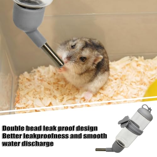 125ml Guinea Pig Water Bottle/Feeder for Hamsters/Hedgehogs/Gliders/Rabbit/mouses/Other Small Pets and Animals,Suitable for Cages, Boxes or Wall-Mounted (Grey, 125ml) - color: Grey