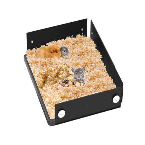 YKD Aluminum Alloy Scatter Guard for Ferret Nation & Critter Nation Cages | Urine Guard Easy Install Poop Guard to Contain Mess, Keep Floor Clean for Chinchillas, Rats (Black, Shelf Set) - size: Shelf Set