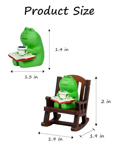 Mevodeata Cute Mini Frog Figurine with Small Sofa Resin Figure for Office Home Decor for Frog Lovers (Rocking Chair) - color: Book Frog-chair