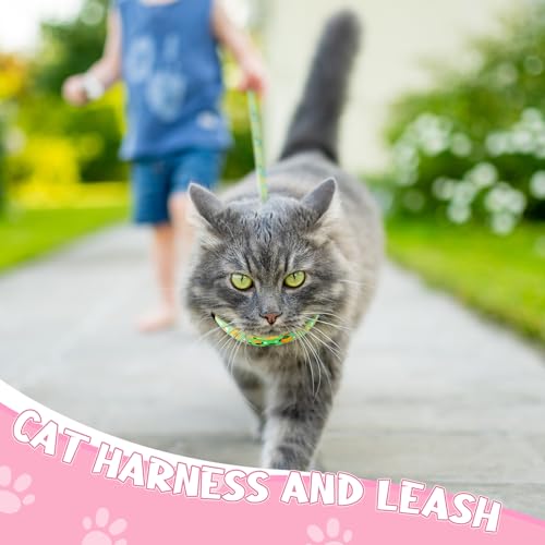 2 Pack Cat Harness and Leash Escape Proof Adjustable Cat Harness with Leash | Lightweight Soft and Comfortable for Small Medium Cats Safe Walking and Travel - color: Pink,Green