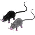 Fake Rat Prank Toy 2 Pack, Realistic Mouse with Long Tails | Lifelike Scary Prop for Halloween Parties, April Fools’ Day Pranks, Haunted House Decor, Non-Toxic Plastic, Black/Gray