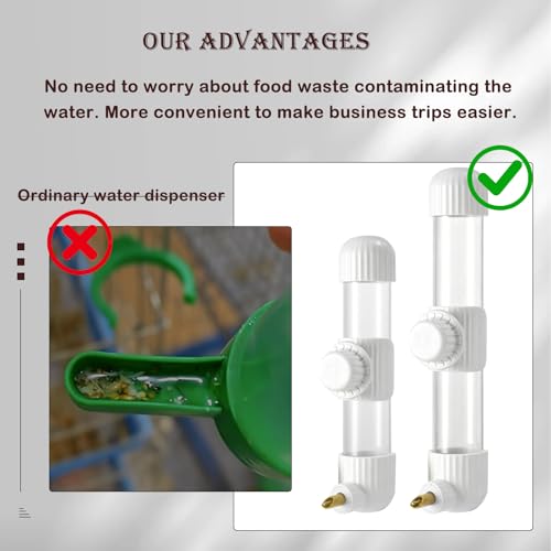 9.4 Fl Oz No Spill Bird Water Dispenser with Spring Valve Birds Cage Suspended Automatic Parrot Water Drinker Clear Waters Feeder for Honeycreeper Parrot Chinchilla Guinea Pig - size: 9.4oz