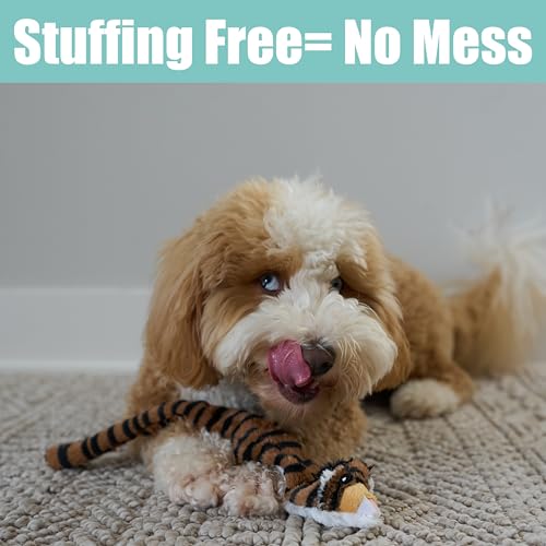 SPOT Skinneeez Jungle Cat 14 Inch Stuffing-Free Plush Squeaky Dog Toy – Soft Interactive Chew Toy for Small and Medium Dogs – Mess-Free Play for Light & Moderate Chewers - style: Mini Jungle Cat