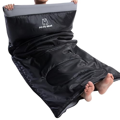 PO PO BEAR Zero Degree Sleeping Bag for Adults 100% Cotton Flannel Tall and Big - color: Black（40 F）, size: 84" x 40" Right Zip