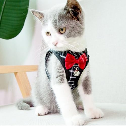 Cat Leash and Harness Set,Breathable Dog Harness,Pet Harness,Adjustable Mesh cat Harness and Leash Escape Proof for Puppy Cat Rabbit (Black, XS) - color: Black, size: X-Small