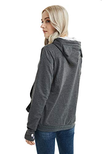 Womens Pet Carrier Sweater Dog Cat Pouch Hoodies Plus Size Tops - color: Dark Grey, size: Small