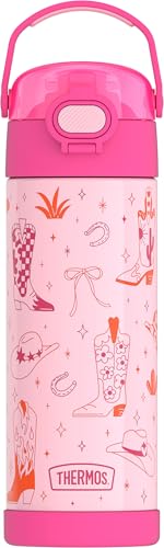 THERMOS FUNTAINER Water Bottle with Spout, 16oz, Cowgirl Charm | Kids Stainless Steel Insulated Water Bottle, Keeps Drinks Cold Longer for School & Play, BPA-Free - color: Cowgirl Charm, size: 16 Ounces