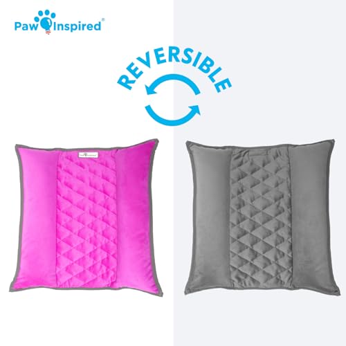 Paw Inspired Snuggle Bunny Bolster Bed, Gray/Pink, 17x17 Inch | Reversible Flop Mat, Ultra-Soft Fleece Bedding with Padded Sides for Rabbits, Cats, Dogs, Small Pets and Animals - color: Gray/Pink