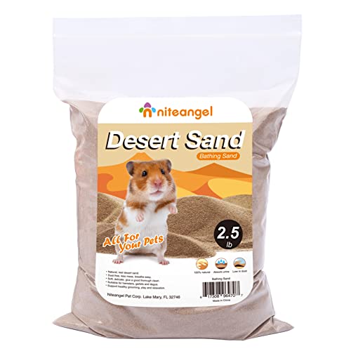 Niteangel Hamster Desert Bath Sand: 2.5lb/40oz No-Dust Bath & Easy to Clump | Helps Odor Control & Remove Excess Grease - Potty Litter Sand for Hamster Chinchillas Gerbil Mice Degu or Other Small Pets - color: Desert Sand, size: 2.5LB/40oz