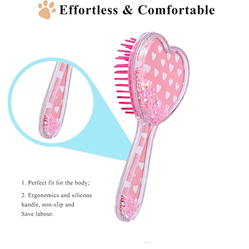 Small Dog Brush, Soft Dog Grooming Brush for Shih Tzus, Yorkies, Maltipoos, Maltese, Love Shape Puppy Massaging Pet Hair Brush, Cat Brush, for Small Dogs Cats of All Hair Types (Pink Heart) - color: Pink Heart