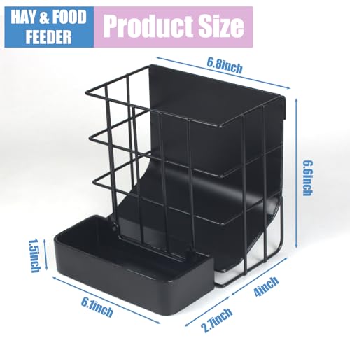 Rabbit Hay Feeder Guinea Pig Hay Feeder, Hay and Food Holder with Hook Heavy-Duty Metal Frame Hay Rack，for Bunny, Guinea Pigs,Chinchillas， Comes with Two Multifunctional Zippers-6.8x6.7x6.6inch - color: Black, size: 1 piece Small