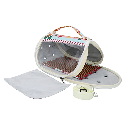 Wontee Small Pet Carrier Hamster Carrier Bag Portable Travel Carrier for Hamsters Mouse Baby Guinea Pig Hedgehog Sugar Glider Small Birds (M, Pink Ethnic) - color: Pink Pattern