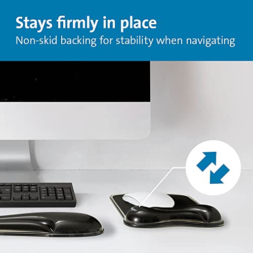 Kensington Duo Gel Wave Mouse Pad & Wrist Rest (K62413WW) Black 9.6L x 7.6W inches (Pack of 4) - color: Black, size: 9.6L x 7.6W inches (Pack of 4), style: Mouse Pad