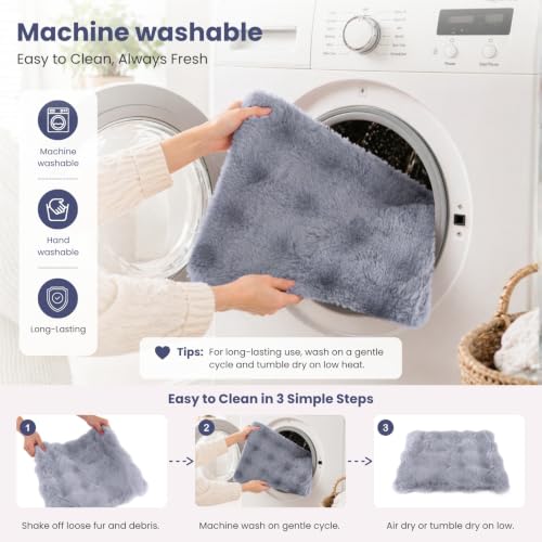 2 Pack Rabbit Mat, Soft Plush Bunny Bedding with Non-Slip Bottom, Washable Fluffy Guinea Pig Cage Liner, Small Pet Sleeping Pads for Hamster, Chinchilla, Gray Blue - color: Grey Blue
