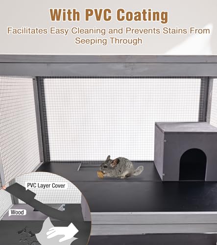 Large Ferret Cage, Chinchilla Cage with Bite-Resistant Frame, Slide-Out Tray, Lockable Casters, Four-Story Rat Cage for Small Animal - size: 36“ x 25” x 63.2“