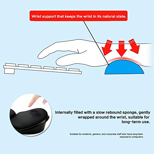 Memory Foam Mouse Wrist Rest Keyboard Wrist Rest Pad Anti-Skid Mousepad Support Wrist Rest Mat for Office Computer Laptop Mac- Durable Comfortable Lightweight Easy Typing(5.1 * 2.8" Black) - color: Black
