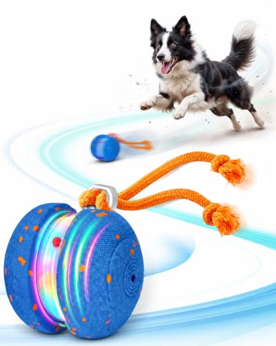 Xeuch Interactive Dog Toys, Automatic Irregular Moving and Rolling Dog Ball | 2 Speed Modes, E-TPU Material, Motion Activated Pet Toys with Rope for Dogs Puppies, Dog Stimulation Toy Blue