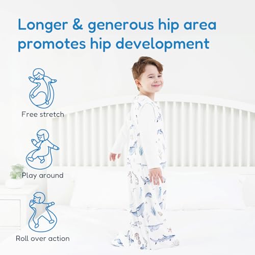 TotAha Toddler Sleep Sack 2T-3T-4T, Premium Light Wearable Blanket Baby Sleeping Bag with 2-Way Safe Zippers For Girl Boy - color: Whale Wonders, size: 2T-4T