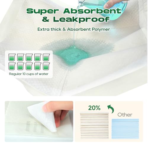 Puppy Pads Pee Pads for Dogs 30"x36" 50 Count with Tabs | Bamboo Training Pads Deodorizing Leakproof Quick Drying Dog Pee Pads Super Absorbent Full Edge-Wrapping Pee Pads - size: 30 x 36 inches (50 Count)