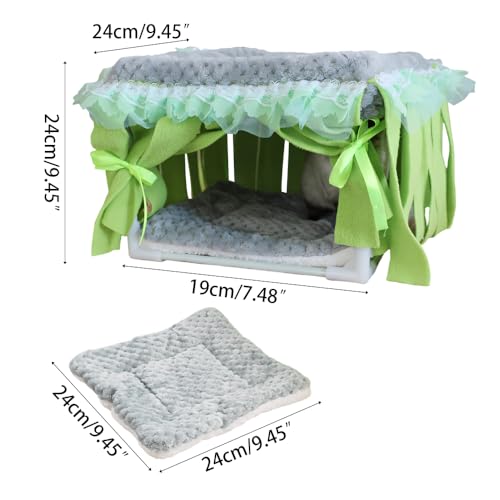 Guinea Pig Bed, Washable Small Animal Tunnel Hideouts with Curtains, Hamster Tunnel for Hamster Chinchill Small Bunny Ferret - color: Square support nest gray