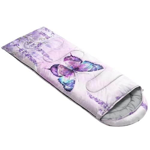 HOSIMA Dear Hunting Pattern Cold Weather Sleeping Bags for Kids Adults. | Black Light Weight Waterproof Sleeping Bags for Outdoors Hiking - color: Purple-d