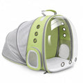 Expandable Cat Carrier Backpack with Bubble Window and Mesh, Light Green | Anti-collapse frame, breathable mesh, escape-resistant zipper clips and safety leash for vet visits and outdoor travel. - color: LightGreen
