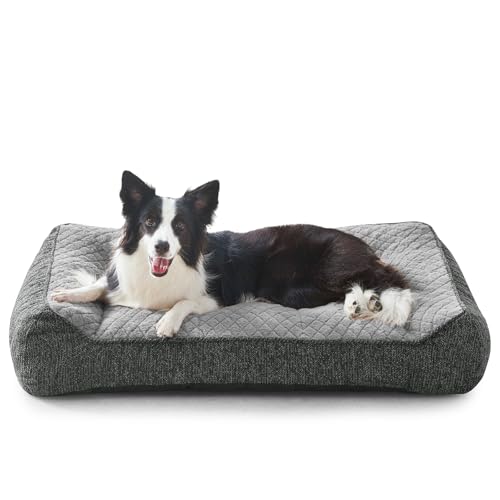 JOEJOY XL Orthopedic Dog Beds Large Sized Dog, Extra Thick Supportive Big Dogs Couch Bed with Sides, Ultra Soft Pet Bed Sofa for Large Dogs, Light Grey, 38''x28'' - color: Light Grey, size: L Plus(38"L x 28"W x 8"Th)