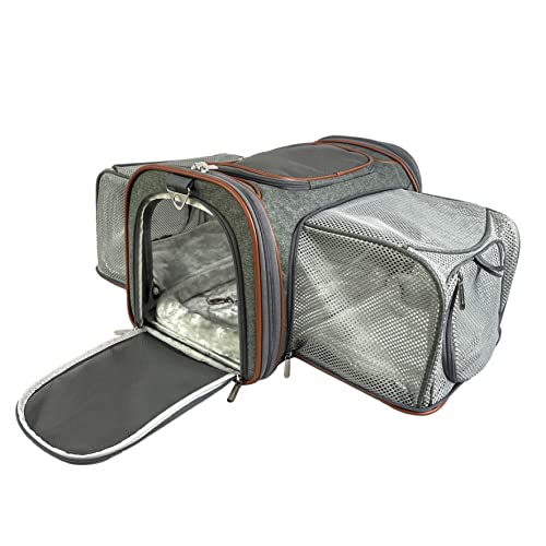 Mr. Peanut's Big Apple XL Double Expandable Pet Carrier (Platinum Gray)