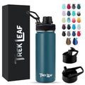 Travel Water Bottle with 3 Lids (Spout, Straw, Flip) Leak Proof, Quality, Vacuum Insulated, Stainless Steel (Cascade Teal, 18 oz) - color: Cascade Teal, size: 18 Ounces
