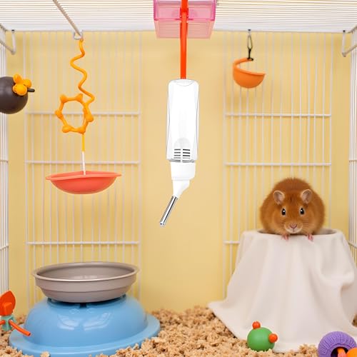 80 ml- No Drip Water Dispenser for Small Animals - Transparent Hanging Bottle for Rabbits, Guinea Pigs, Hamsters, Mice, and Ferrets - Leak Proof with Filter, Water Bottles
