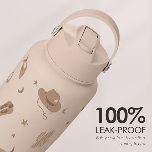 SANDJEST Western Cowgirl Water Bottle 32oz Stainless Steel with Lid, Insulated Bottles for Women Girls, Gift Idea for Birthday Christmas - color: Cowgirl