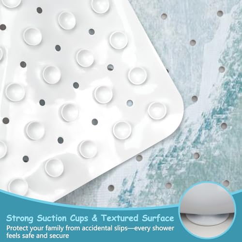 Beach Square Anti Slip Shower Mats for Inside Shower Accessories, Cute Bath Mats for Bathroom Non Slip Shower Floor Mat Sea Decor Rubber Bathmat with Suction and Drain Holes Machine Washable, 21″X21″ - color: C03, size: 21" x 21" (Square)
