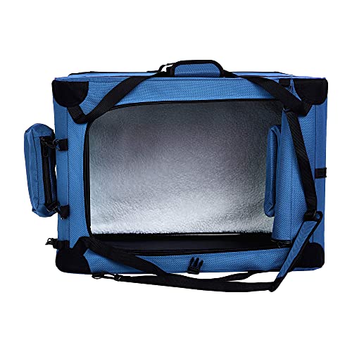 Amazon Basics Portable Soft Pet Dog Crate Carrier Kennel, Foldable, Washable, Up to 25 lbs, 26 x 18 x 18 inches, Blue - color: BLUE, size: 26.0"L x 18.0"W x 18.0"H