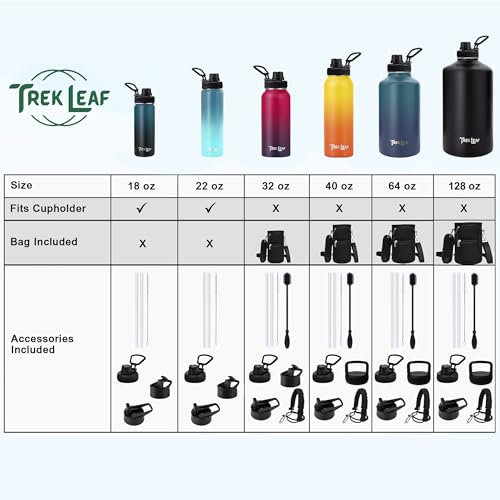 Travel Water Bottle with 3 Lids (Spout, Straw, Flip) Leak Proof, Quality, Vacuum Insulated, Stainless Steel (Deep Water, 18 oz) - color: Deep Water, size: 18 Ounces