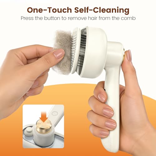 Glendan Pet Steam Brush for Dogs & Cats, 3-in-1 Self Cleaning Shedding | Spray Grooming Comb with Mist, Brush Softens Fur, Reduces Static, USB Rechargeable, for Long Short Hair and Bath-Hating Pets - color: White, size: Large