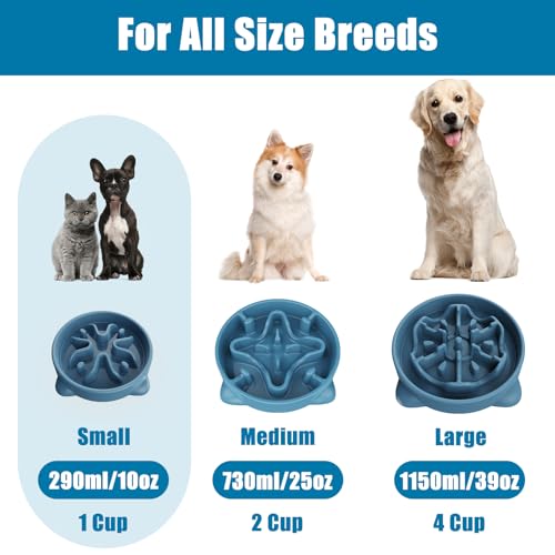Slow Feeder Dog Bowls Small Breed, Dog Food Bowl Small Anti-Choking Bloat Stop Puzzle Healthy Eating Bowl (Blue, 1 Cup) - color: Blue, size: 1 Cup