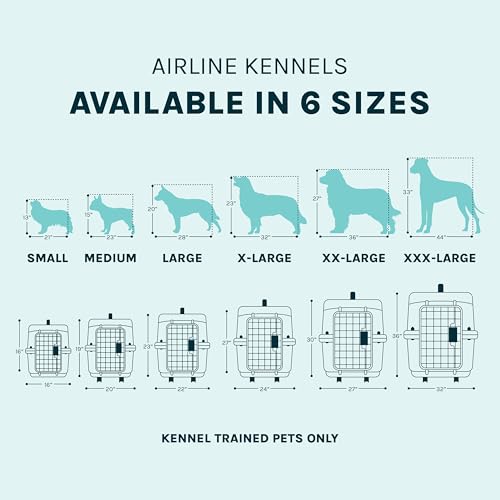 SportPet Airline Compliant LARGE 31.5" Travel Dog Kennel- Durable Plastic Airline Pet Carrier w/ Removable Wheels & Food Bowls, Collapsible Indoor/Outdoor Dog Kennel, Dogs up to 28"L & 20"H-Dark Gray - color: Dark Gray