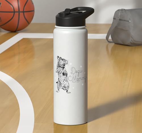 Rodent lovers - Degu Mommy Stainless Steel Insulated Water Bottle - color: White
