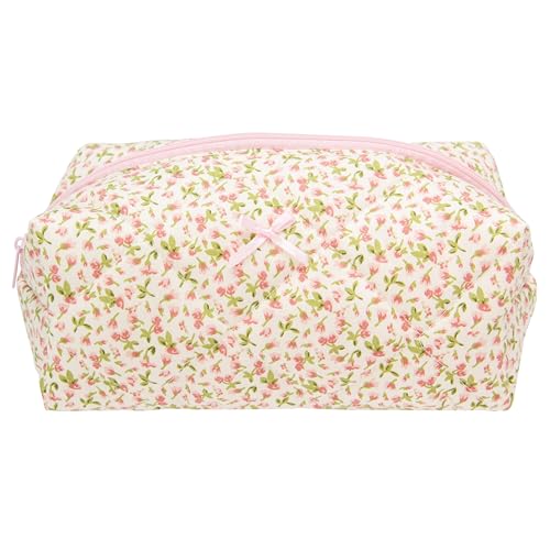 PAZIMIIK Cozy Makeup Bag for Women,Zipper Cosmetic Pouch,Floral Pink | Soft Cosmetic Organizer for Makeup,Skincare,Toiletries,Daily Beauty Essentials,Purse,On-the-Go,Bridesmaid Gifts - color: Floral Pink