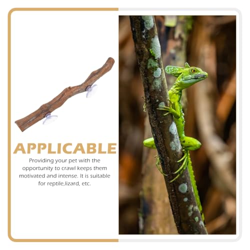FAVOMOTO Wooden Reptile Climbing Branch with Suction Cups, Natural Terrarium Reptile Decor Lizard Climbing Toy for Snake Frog Bearded Dragons Chameleons Habitat Tank Accessories