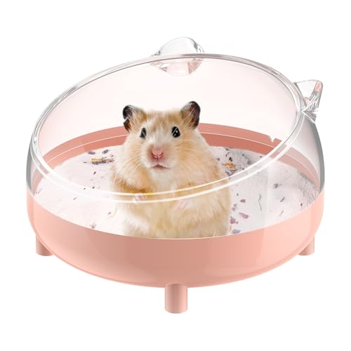 Pawfly Hamster Sand Bath Container, Hamster Sand Bath Box, Hamster Bathtub, Hamster Bathroom, Hamster Toilet, Plastic Dust Bath for Dwarf Hamsters, Syrian Hamsters, Mice, Gerbils & Small Animal, Pink - color: Pink